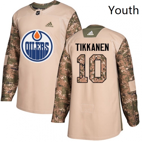 Youth Adidas Edmonton Oilers 10 Esa Tikkanen Authentic Camo Veterans Day Practice NHL Jersey